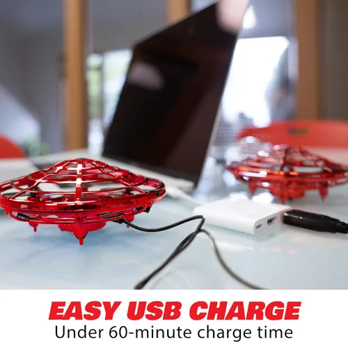 Vista 4 de Force1 Scoot - Dron de mano para niños o adultos, con sensor de movimiento de manos libres, mini dron, práctico para interiores, pequeño juguete Rojo