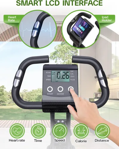 Vista 7 de Sportneer Bicicleta estática plegable 4 en 1, bicicleta de ciclismo de interior con 16 niveles de resistencia magnética, bicicleta de entrenamiento