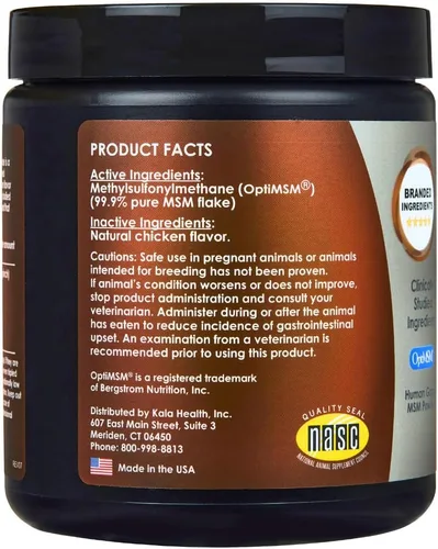 Vista 2 de PeakTails - Polvo MSM con sabor a pollo para perros, 1 libra, suplemento de apoyo para cadera y articulaciones, 99.9% MSM destilado puro, fabricado