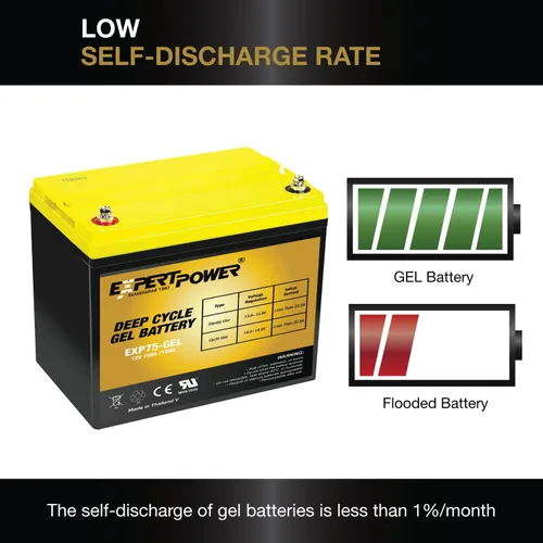 Vista 7 de ExpertPower Batería de ciclo profundo GEL de rosca interna de 12V 75AH para Hoveround Teknique HD XHD