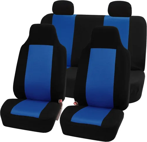 Vista 5 de FH Group Juego completo de fundas de asiento de automóvil de tela gris, fundas de asiento de automóvil de ajuste universal, fundas de asiento
