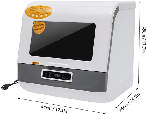 Vista 2 de Lavavajillas portátil de 1200 W 110 V, mini lavavajillas con 3 programas de lavado y función de secado al aire, control de microcomputadora de gran