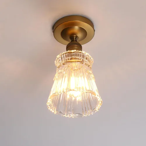 Vista 8 de Pathson Flush Mounted Ceiling Light with Heavy Handmade Crafts Glass, Modern Hardwired Stripes Ceiling Lamp Lighting for Living Room Bedroom