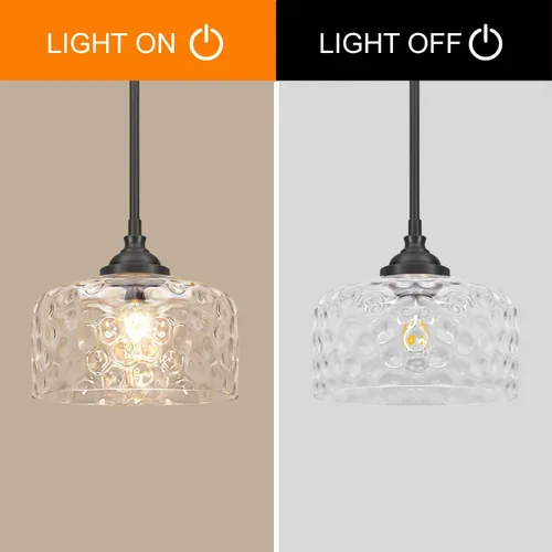 Vista 7 de Daunton Lámparas colgantes negras, luces colgantes para isla de cocina con pantalla de vidrio martillado para isla de cocina moderna, lámpara