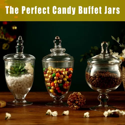 Vista 2 de Apothecary - Tarros decorativos de cristal para dulces, exhibición de buffet, elegante tarro de almacenamiento, recipientes decorativos