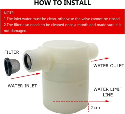 Vista 5 de Válvula de flotador de agua, control de nivel de agua, válvula de flotador tradicional para tanque de agua, mejora de 2 piezas