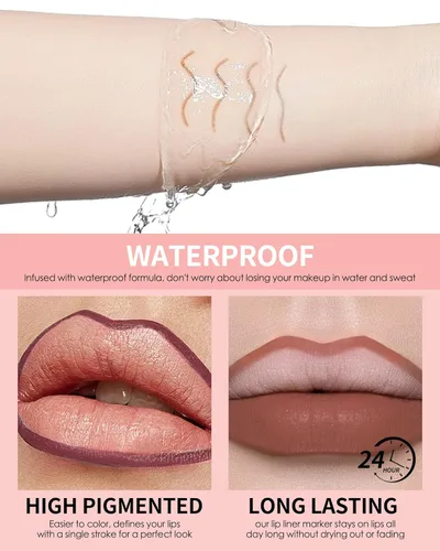 Vista 3 de Juego de lápices de labios mate, 12 colores, lápiz labial cremoso, resistente al agua, de larga duración, tinte de labios, suave, altamente