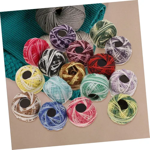 Vista 3 de 16 rollos de hilo de ganchillo de hilo de algodón, hilo de bordado, color arcoíris, suministros de costura para hacer el hogar