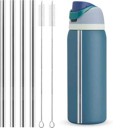 Repuesto de pajita de metal para botella de agua Owala de 40 onzas, accesorios, con 2 limpiadores de pajitas, pajitas reutilizables de acero