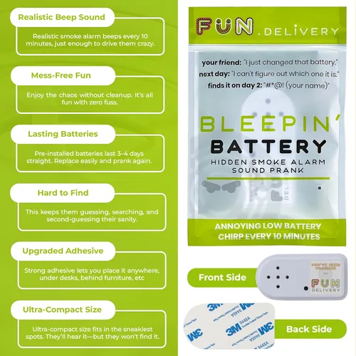 Vista 2 de FUN delivery: Bleepin' Batería Oculta Molesto Humo Alarma Pitido Broma Broma Sonido Mordaza