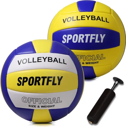 Vista 11 de Official Size 5 Volleyball, Soft Indoor Outdoor Volleyball for Game Gym Training Beach Play, 2 Pcs Per Pack with Pump Kit