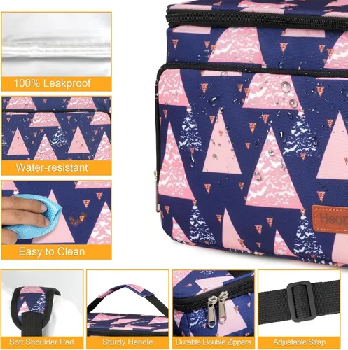 Vista 5 de Insulated Lunch Box for Adults, Leakproof Cooler Bag with Multi Pockets, Adjustable Strap, Ideal for Work, Beach & Picnic