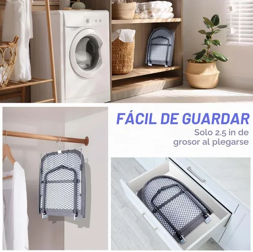 Vista 6 de Tabla de planchar de mesa con soporte para plancha, panel de malla metálica, tabla de planchar mini con cubierta resistente al calor, tabla