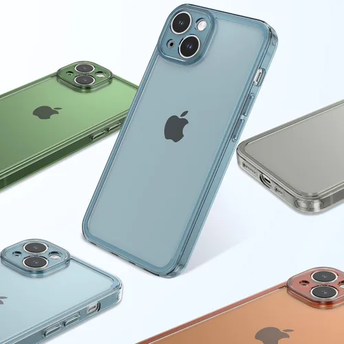 Vista 5 de ZTOFERA Funda para iPhone 15 6.1 pulgadas, Transparente Suave Silicona Bumper Protector Retro Color Transparente A Prueba de Golpes Caja Del Azul