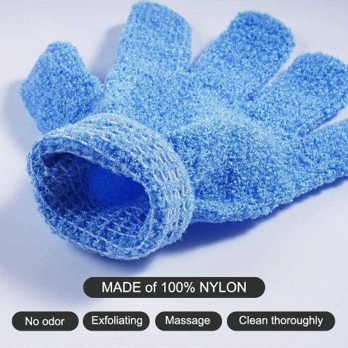 Vista 4 de 10 pares de guantes exfoliantes, 100% nailon de doble cara, 10