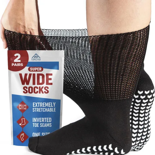 2 pares de calcetines extra anchos para pies hinchados, calcetines diabéticos para hombres, calcetines antideslizantes, calcetines para diabéticos,