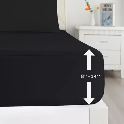 Vista 2 de Biloban Juego de sábanas ajustadas para cama individual de 2 piezas, solo sábanas ajustadas con bolsillo profundo de hasta 14 pulgadas, sábana