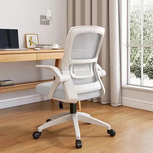 Vista 9 de Silla de Oficina para el Hogar Ergonómica con Malla Transpirable Silla de Alto Respaldo con Altura Ajustable Giratoria con Brazos Abatibles