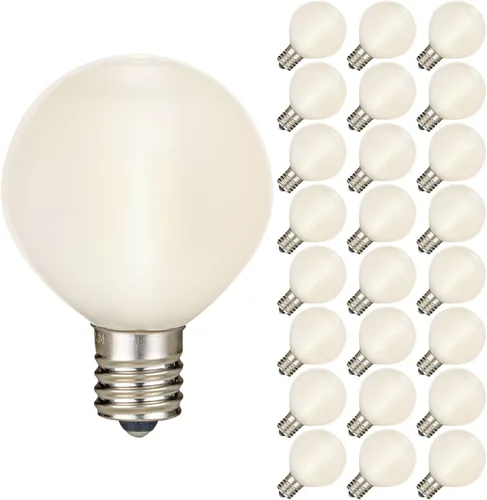 Vista 12 de Novelty Lights Paquete de 25 bombillas LED de filamento verde G50, base intermedia E17/C9, equivalente a 7 vatios, bombillas de repuesto