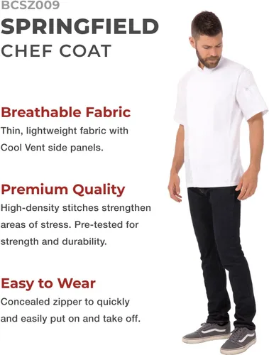 Vista 3 de Chef Works Springfield - Abrigo de chef para hombre