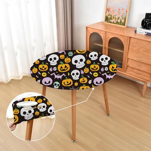Vista 85 de Mantel ajustado blanco con elástico para mesas plegables de 48x48 pulgadas, manteles lavables y elásticos de elastano para mesas de cartas, manteles
