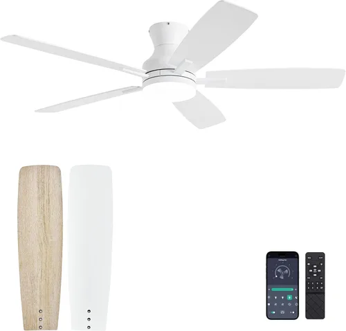 Vista 10 de Ventiladores de techo con luces y control remoto Fandelier - Negro 20'' de montaje al ras de perfil bajo, ventiladores de techo modernos