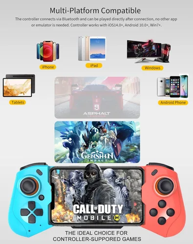 Vista 2 de Joso Mobile Game Controller for iPhone, Android, PC, Steam, Direct Play, 15 Hours Playtime, Phone Controller Gamepad Joystick for iPhone 14 13 12