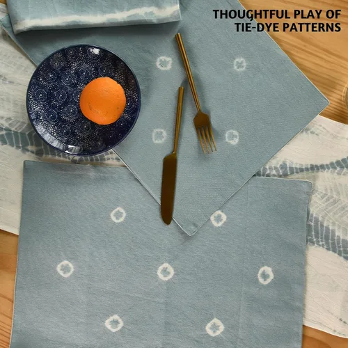 Vista 7 de Folkulture Juego de 4 manteles individuales de 13 x 19 pulgadas, manteles individuales 100% algodón azul para decoración de mesa de comedor