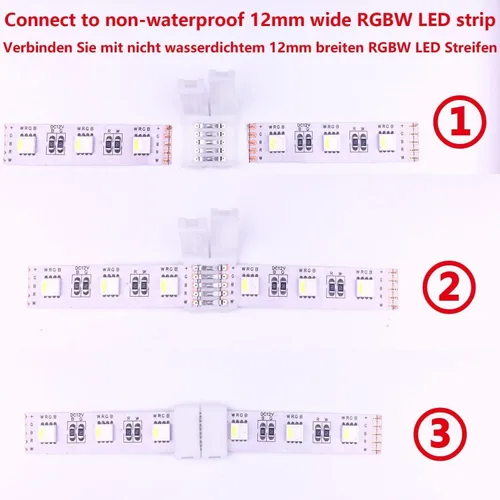Vista 2 de 20 unids 5 pin conector para 0.472 in ancho SMD 5050 RGBW LED tira luz 5-conductor cinta cinta Snap conector adaptador rápido