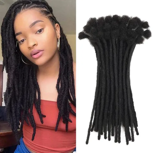 Vista 15 de Extensiones de cabello humano Loc de 0.2cm de ancho, 4 pulgadas, 10 hebras, extensiones de rastas de cabello humano 100% hechas a mano, permanentes
