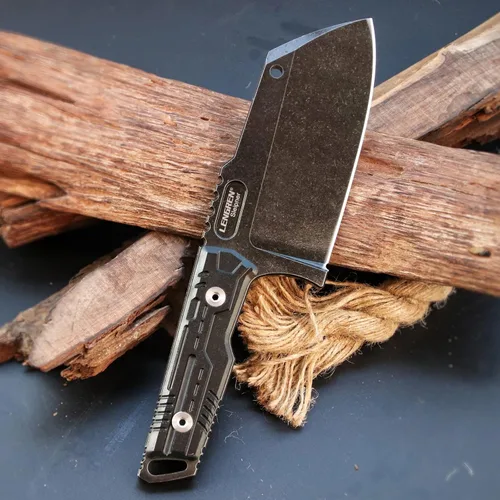 Vista 4 de Cuchillo de táctica de alta resistencia, hoja fija de espiga completa, mango de lino de acero Sleipner, para caza, camping, caza