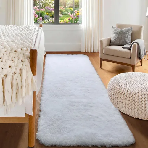 Vista 102 de ONASAR - Alfombra redonda rosa claro de 2 pies, esponjosa, lavable, tapete de gato o perro, suave, afelpada, peluda, tapete circular para dormitorio
