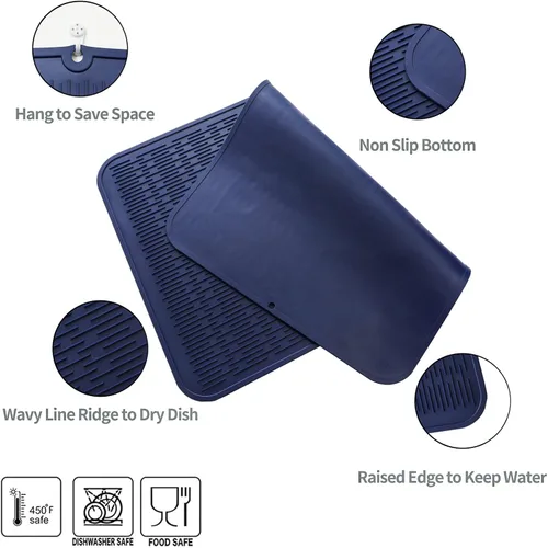 Vista 382 de MicoYang Alfombrilla de Silicona para Secar Platos de Múltiples Usos, Fácil de Limpiar, Ecológica, Alfombrilla de Silicona Resistente al Calor