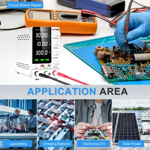 Vista 7 de NICE-POWER Fuente de alimentación CC variable 30V 10A, fuente de alimentación de banco de CC regulada ajustable con interruptor