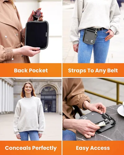 Vista 7 de Cartera de viaje para cuello con bloqueo RFID, bolsa de viaje para pasaporte para mujeres y hombres, mantiene los objetos de valor seguros