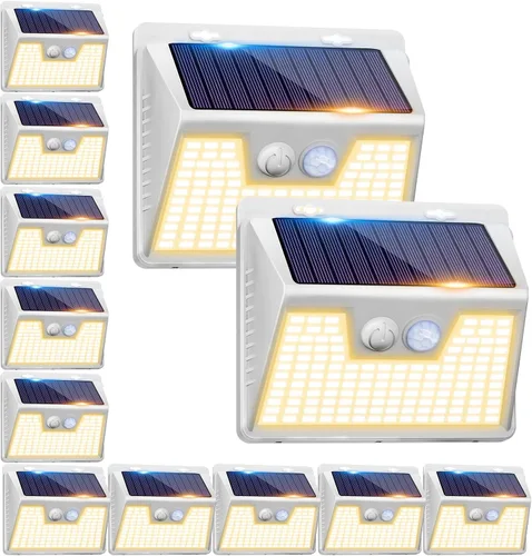 Vista 32 de Peasur Luces Solares para Exteriores con Sensor de Movimiento, 140 LED Luz Solar Alimentada por Energía Solar para Cerca Impermeable, 3 Modos
