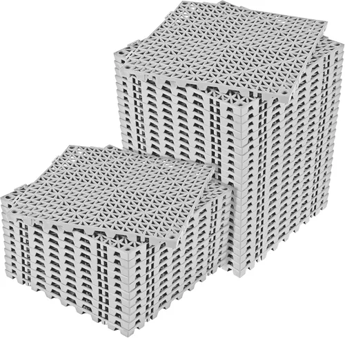Vista 24 de ToLanbbt Cojín modular entrelazado 8P de 11.8 x 11.8 pulgadas, agujeros de drenaje de goma entrelazados antideslizantes para cubierta, ducha
