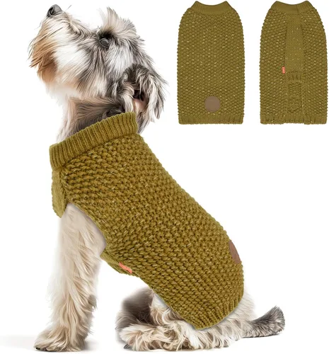 Vista 39 de KYEESE Suéter para Perro con Agujero para Correa para Perros Pequeños Machos Suéter Cálido con Hilo Reflectante Tejido Suave Ropa para Perros Machos