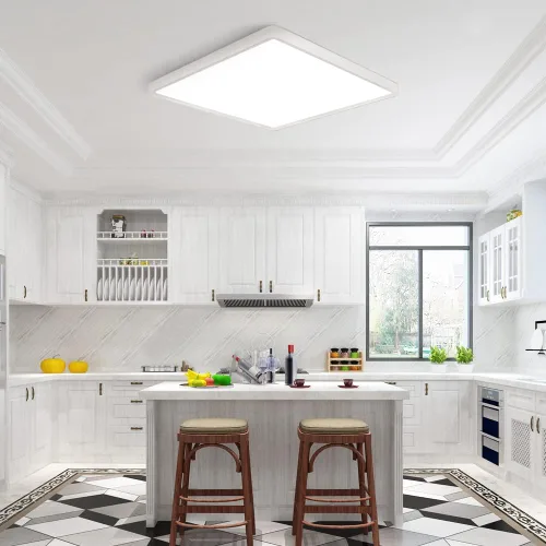 Vista 3 de Paquete de 2 luces LED de techo empotradas de 12 pulgadas y 24 W, luz de techo LED cuadrada de 5000 K, luz de techo LED plana de 3200 lm