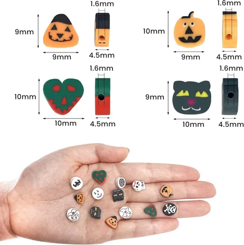 Vista 2 de 100 piezas de cuentas de arcilla polimérica Heishi espaciadoras mixtas, suministros para hacer pulseras, pendientes, collares de bricolaje