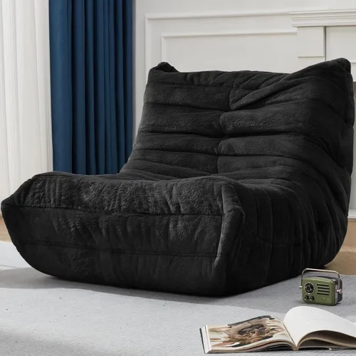 Sillas Puf para Adultos Silla Puf Gigante Silla BeanBag de Espuma con Memoria Sofá Puf con Relleno Piel Sintética Puffs de Chimenea Sofá Perezoso