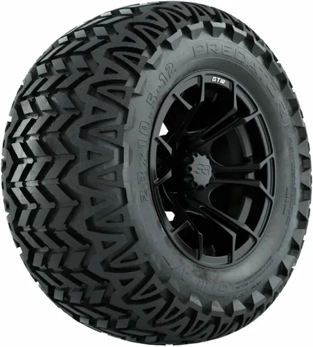 Vista 7 de GTW Combo de ruedas y neumáticos para carrito de golf de 12 pulgadas GTW Spyder mecanizadas/ruedas negras en neumáticos Predator todo terreno