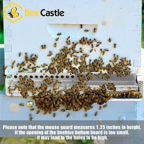 Vista 4 de BeeCastle 4 unidades reductor de entrada de colmena y protector de ratón, protectores deslizantes de ratón para colmena de abejas de 8 o 10 marcos