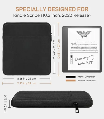 Vista 2 de Moko Funda para Kindle compatible con Kindle Scribe de 10.2 pulgadas (versiones 2024 y 2022), funda protectora con doble bolsillo y soporte