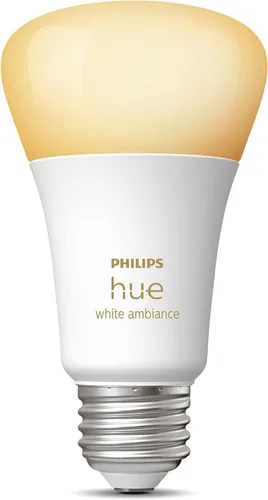 Vista 6 de Philips Hue - Bombilla LED inteligente A19 de luz ambiente blanca , compatible con Bluetooth y Zigbee (Hue Hub opcional), funciona con Alexa