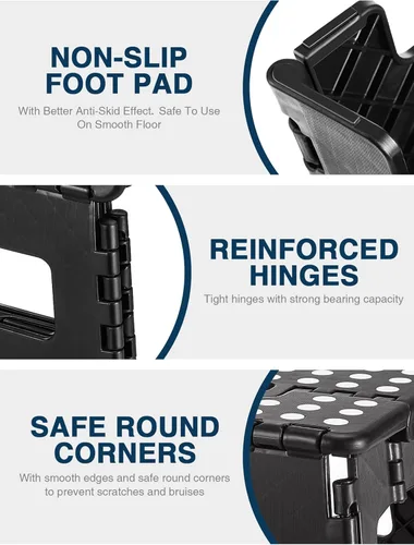 Vista 127 de Dyforce Taburete plegable de 9 pulgadas, taburete para niños, taburetes resistentes para adultos, taburetes de pie compactos, taburetes ligeros