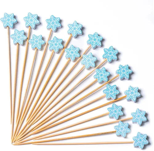 Vista 10 de PuTwo palillos de cóctel hechos a mano 300 unidades palillos de cóctel de bambú natural con cuentas cúbicas en los extremos, ecológicos, pinchos