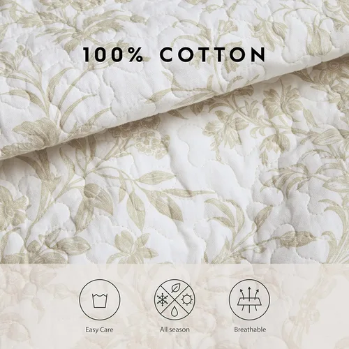 Vista 9 de Laura Ashley - Juego de edredón individual, ropa de cama de algodón suave con diseño reversible, peso mediano para uso durante todo el año, juego