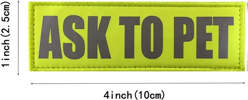 Vista 4 de JUJUPUPS Parches reflectantes para perros, paquete de 2 etiquetas para perros de servicio, en entrenamiento, NO PET con parches de gancho y bucle