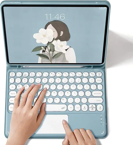 Vista 10 de AnMengXinLing Funda para teclado Galaxy Tab S6 Lite 2024/2022/2020, teclado desmontable y soporte delgado con soporte para bolígrafo S